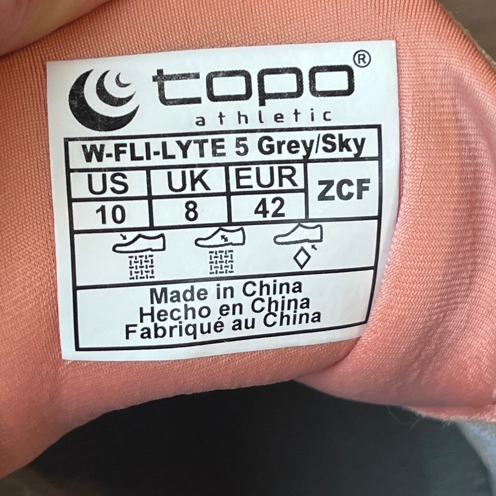 Topo Athletic Fli-Lyte 5 Running Shoes Gray 3mm Drop‎ Womens 10 UK 8 EU 42 - Picture 10 of 10